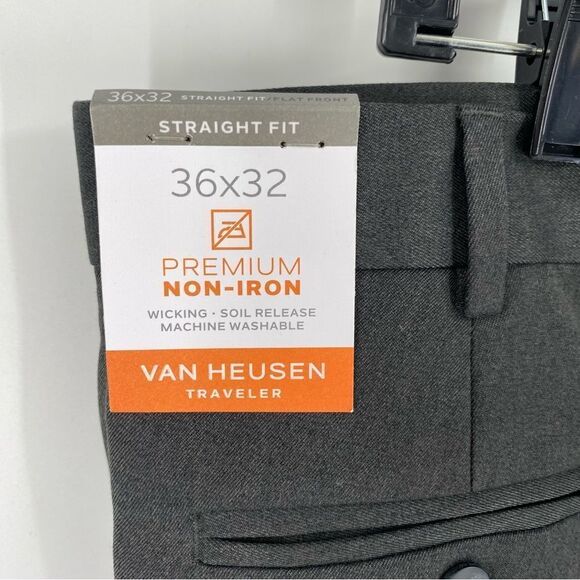 Van Heusen Travel Premium Men’s Straight Fit Dress Pants size 36 x 32 Gray - Picture 3 of 4